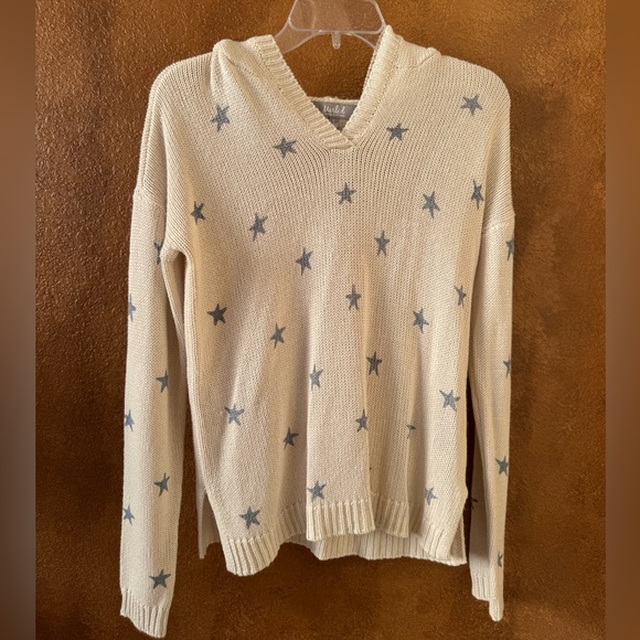 Marled Reunited Clothing Star Print Lightweight Sweater Hoodie Size Small - Picture 1 of 3